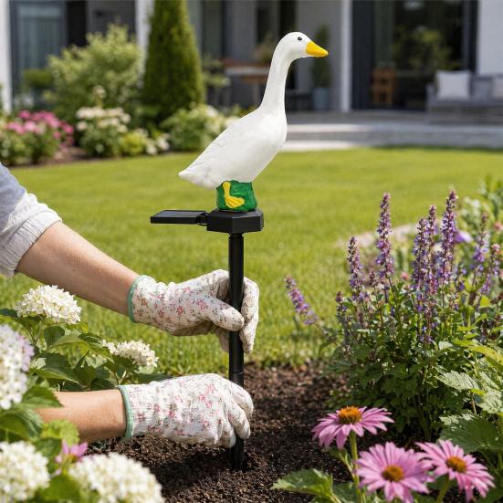 Solar-Gans-Licht, Wasserdichte LED-Gartensteckleuchte für Wege Rasen Terrassen, Dekorative Landschaftsleuchten, Harz Außen Dekoration