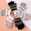 1 Pair Winter Warm Kids Gloves Cute Striped Split-Finger Knitted Gloves for Boys and Girls 3-8 Years