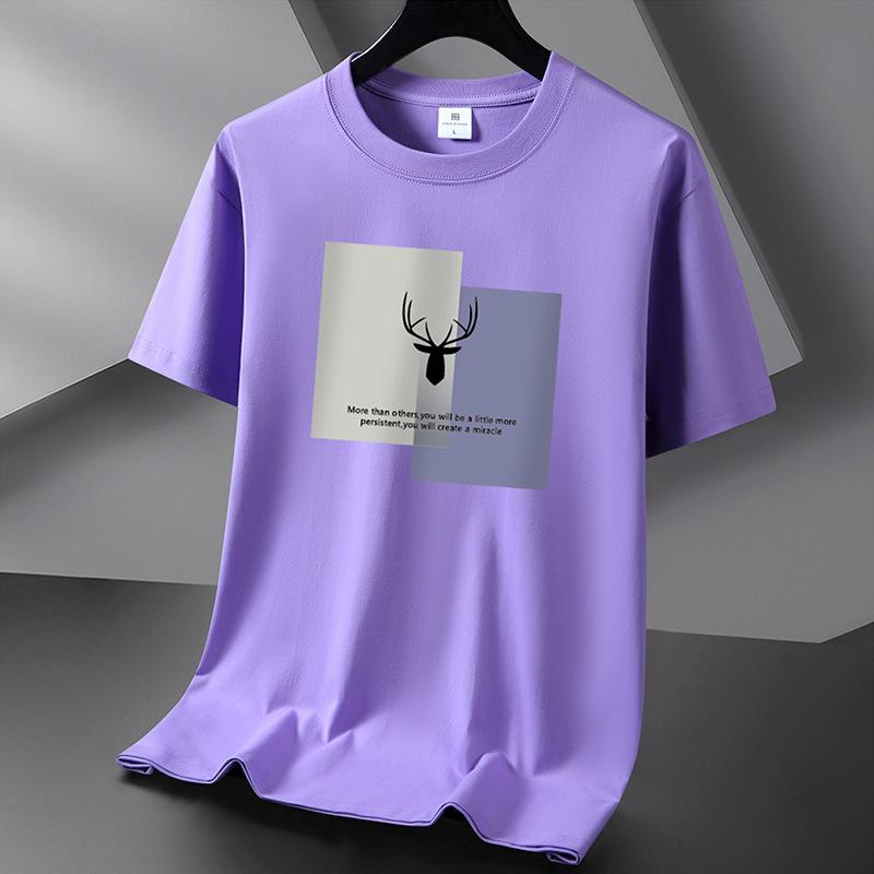 

Cotton Men s Fashion Loose Short Sleeve Deer Head Printed Pullover Compassionate T-shirt 6XL