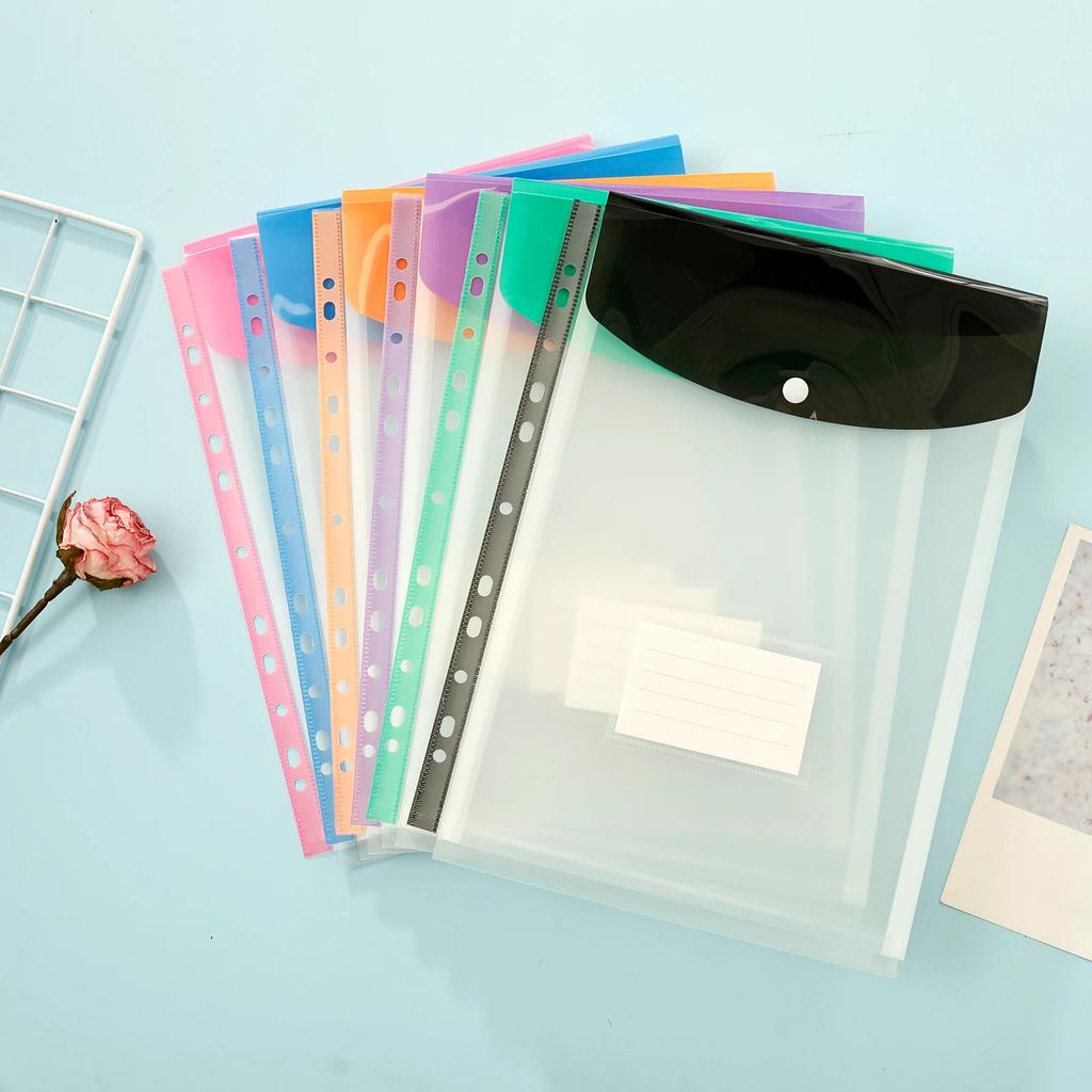 24 Pcs A4 Binder Pocket Organizer Folders Expandable Waterproof Envelopes Binder Folders Clear Snap Button For School Office