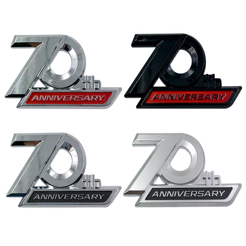 3d ABS Chrome Black Logo 70th Anniversary Emblem Car Fender Sticker 70th Anniversary Badge Sticker Accessories