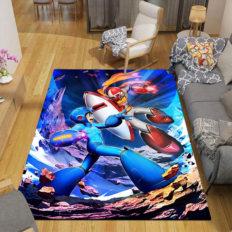 1Pc Megaman Vs Rockman Duel Rug, Office Carpet Indoor Outdoor Doormat, Non-Slip Soft, Living Room, Christmas Halloween Gift M929320
