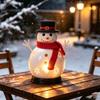 Gift for Family And Friends Christmas Snowman Candle Holder, Decorative Metal Candlestick Ornament with Top Reusable Table Hat Scarf Centerpiece