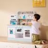 VEVOR Cucina Giocattolo per Bambini, Set Cucina Giocattolo in Legno con Luci e Suoni, Cucina per Bambini Piccoli con Dispenser di Ghiaccio, Forno, Lavello, Microonde