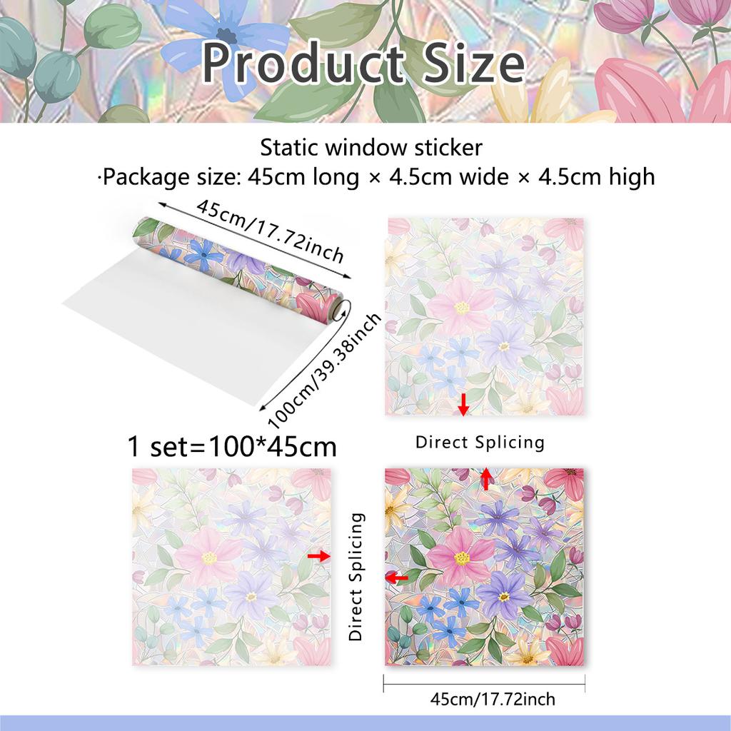 A Variety Of Colorful Flowers, Colorful Sunlight Electrostatic Stickers, Double-Sided Visual Window Glass Decorative Wall Stickers