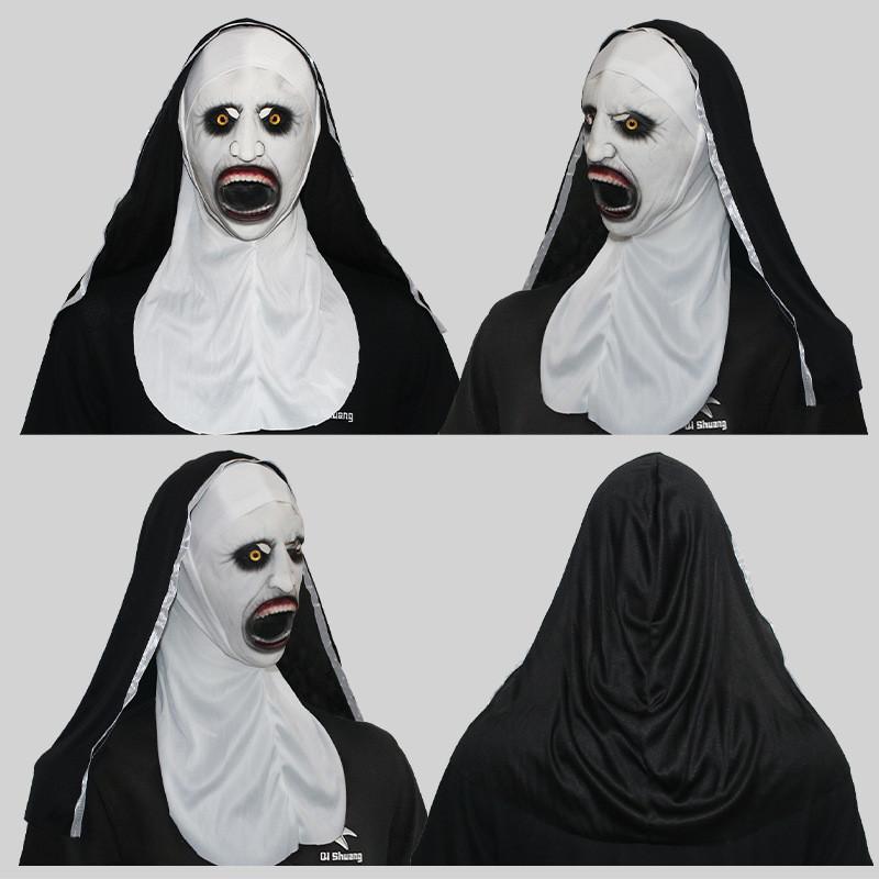 Gruselige Latex-Nonnenmaske für Halloween-Partys und schaurige Kostümveranstaltungen für Erwachsene
