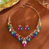 2026 European and American Luxury Earrings Necklace Two-piece Set Full of Diamonds Fashion Set Chain Bridal Dress Wedding Banquet Accessories Women
