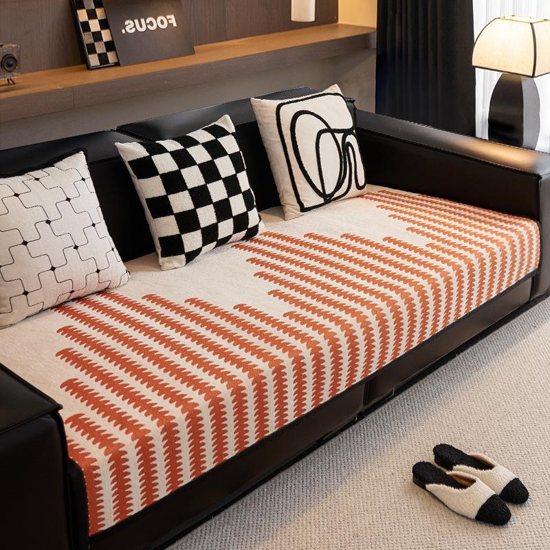 

New Chenille Sofa Cushion Four Seasons Universal Light Luxury High Sense Non-Slip Straight Row Leather Seat Cushion Cover Cover Cloth 70*70cm