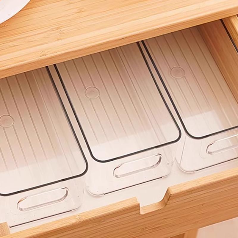 1PCS Refrigerator Organizer Bins Clear Stackable Plastic Food Storage Rack With Handles Eyelash Storage Box Makeup Organizer