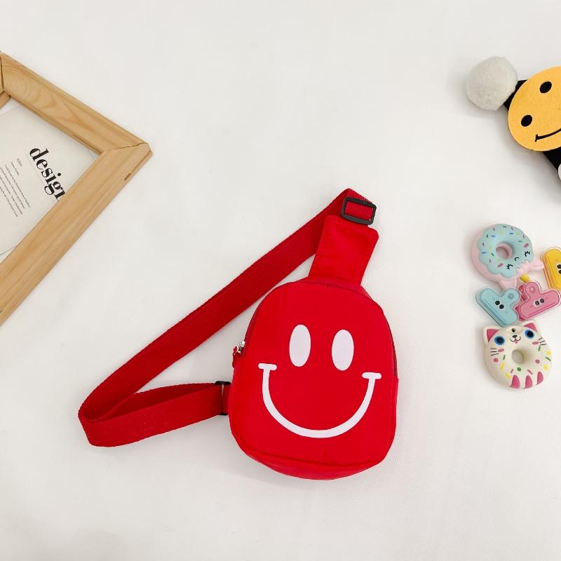 Children's bag smiley face messenger bag new nylon trend boy breast bag kindergarten baby girl backpack