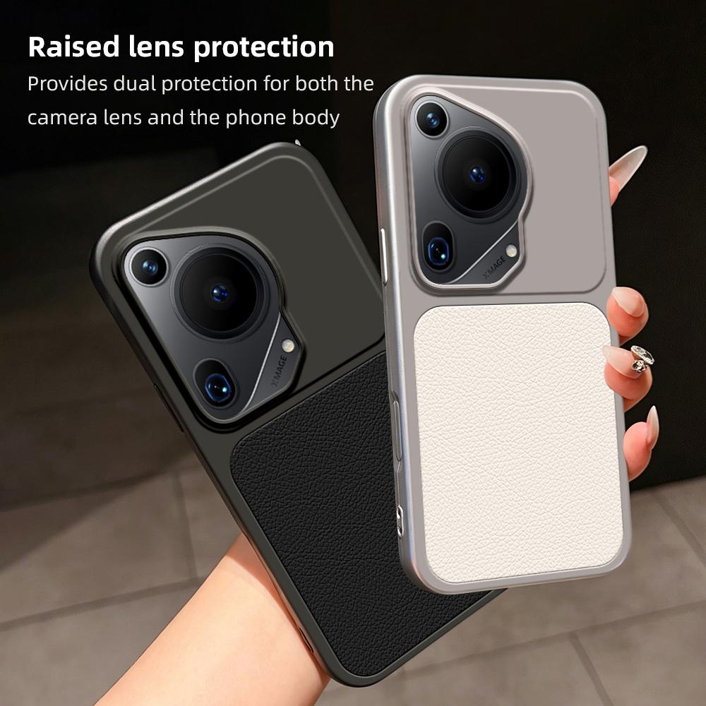 For Huawei Pura70 Art Case Pura 70 Ultra Cover Leather Case Luxury Lens Protection Protect Matte leather Back Cover