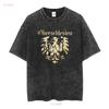 T-shirt Alta Slesia vintage Lavata Casual Versatile Top Per l'Uso Quotidiano Morbido Unisex Elasticizzato Comodo streetwear