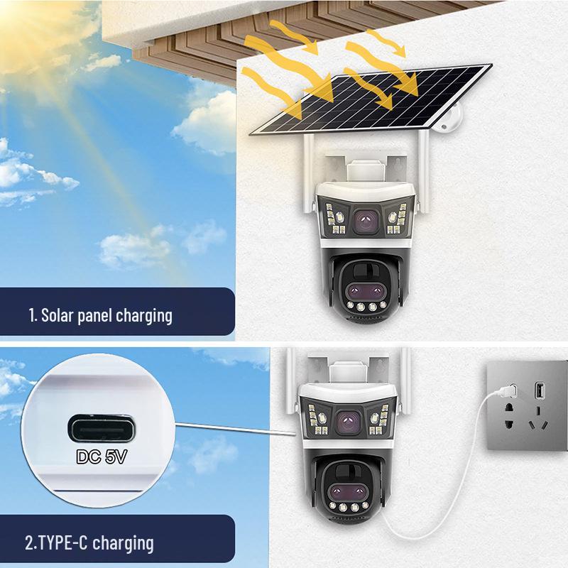 V380pro Solar HD 4G Camera with 10x Optical Zoom & Three Lenses - European Version