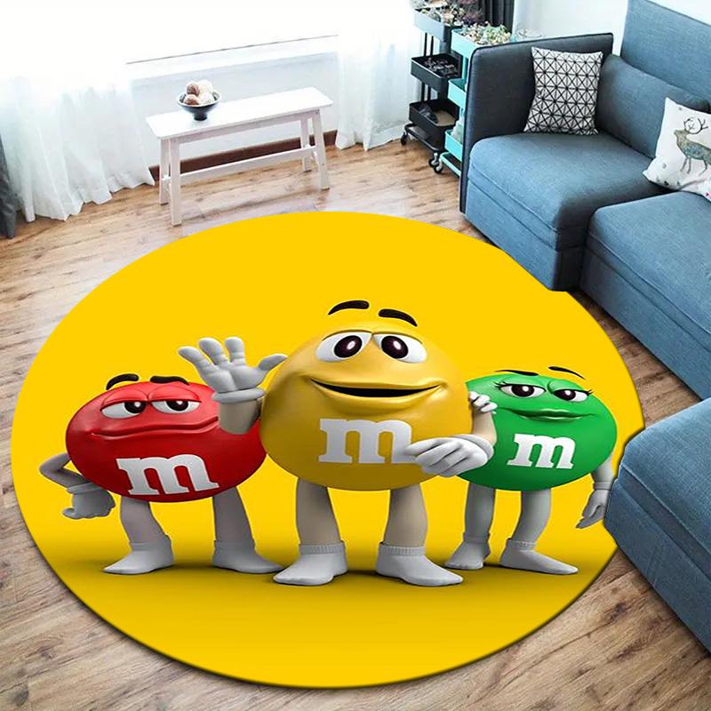 M&M's Round Area Rug,Carpet Rug for Living Room Bedroom Sofa Playroom Decor,Non-slip Floor Mat