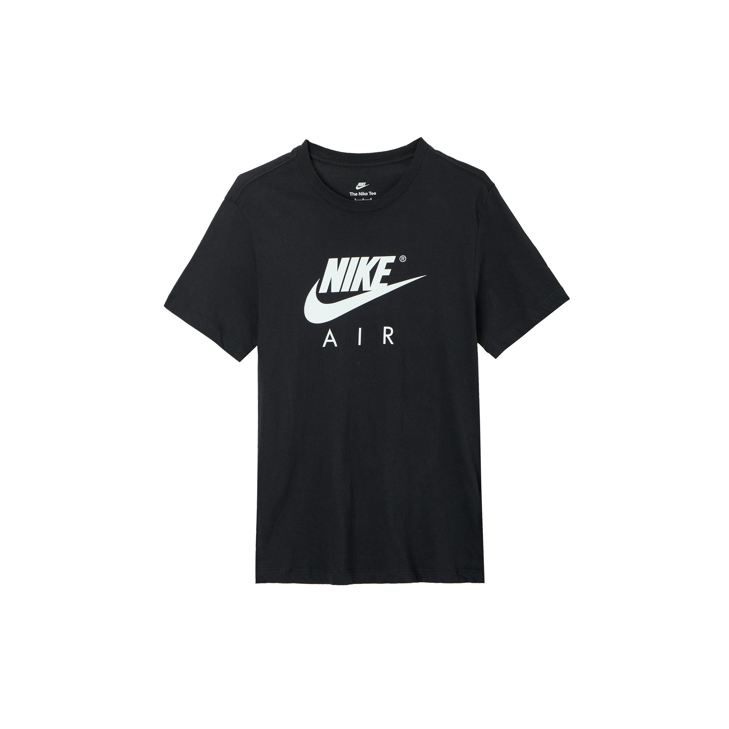 Men s Nike Air Large Logo Printing Sports Round Neck Short Sleeve Black T-Shirt DD3352-010 M