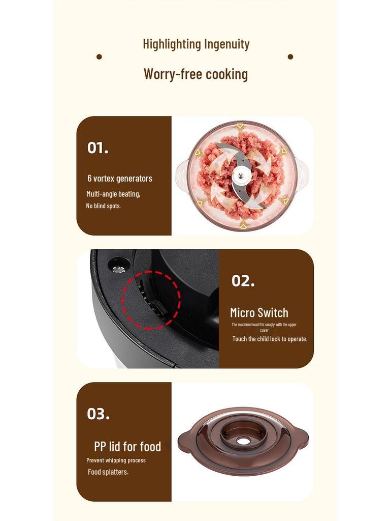 Electric Stainless Steel Meat Grinder for Minced Meat, Vegetables, Garlic, and Chili - Compact Kitchen Appliance