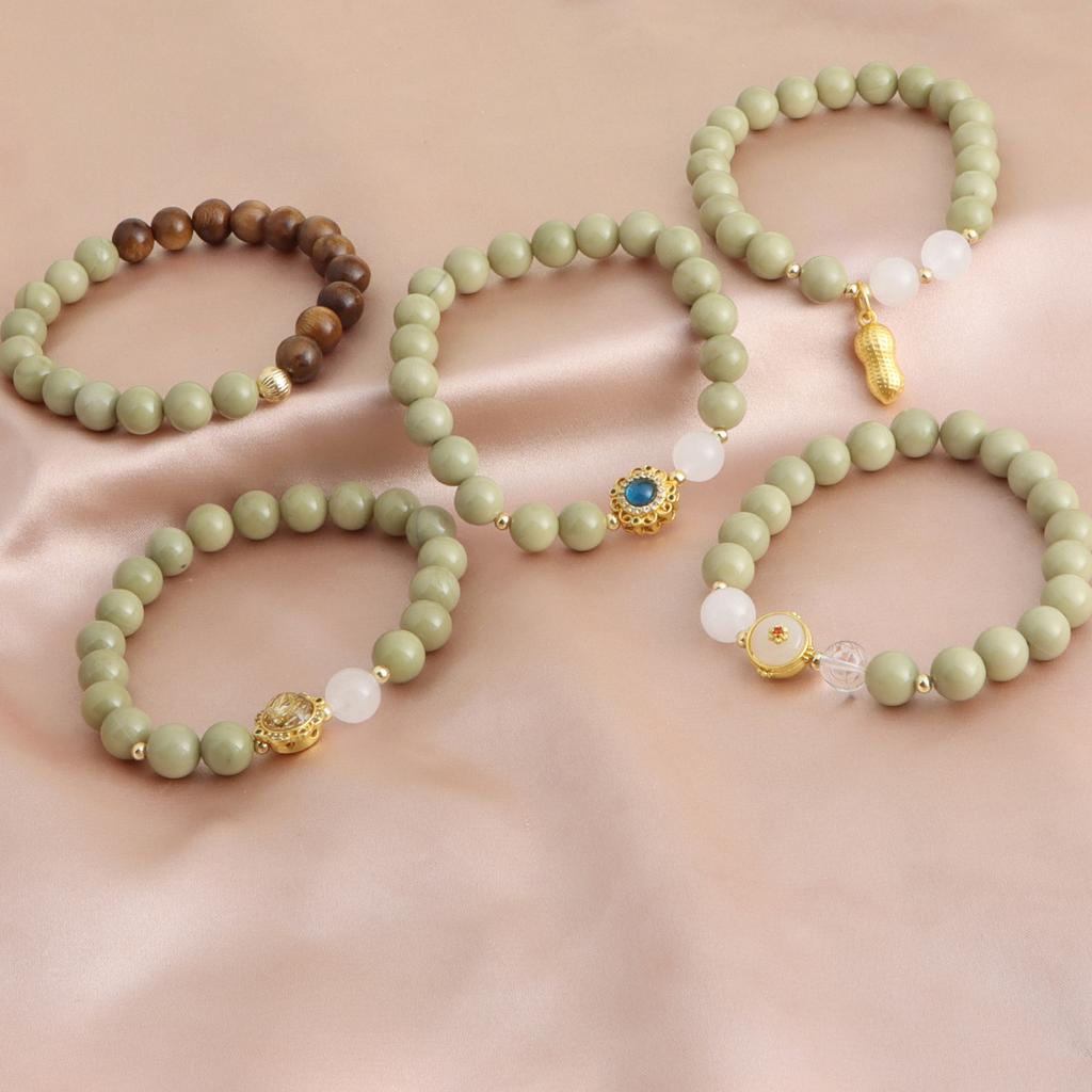 Natural Alxa Avocado Crystal Bracelet National Style Versatile Bracelet Girlfriend Gift Live