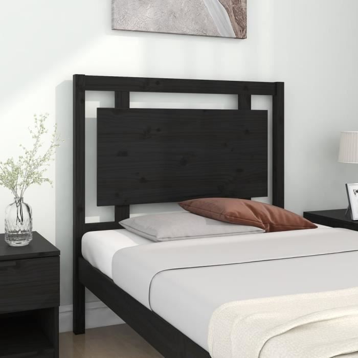 VidaXL Headboard Black 95.5x4x100 Cm Solid Pine Wood 817924