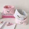 Quilted Fabric Desktop Storage Basket Large Capacity Fabric Storage Bin  Cosmetics