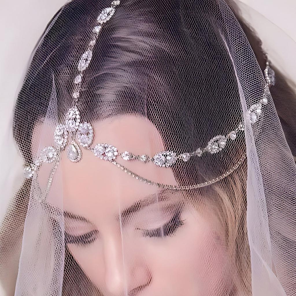 Stylish Exquisite High-end Multi-layer Rhinestone Hair Chain Ins Bridal Wedding Fringed Headgear Hair Accessories