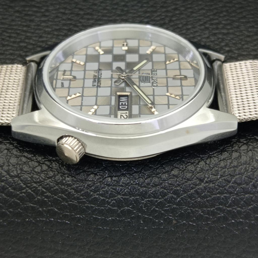 REFURBISHED SEIKO 5 AUTOMATIC MENS WATCH JAPAN MADE GREY DIAL CUSTOM a440108-2 QV90-a440108