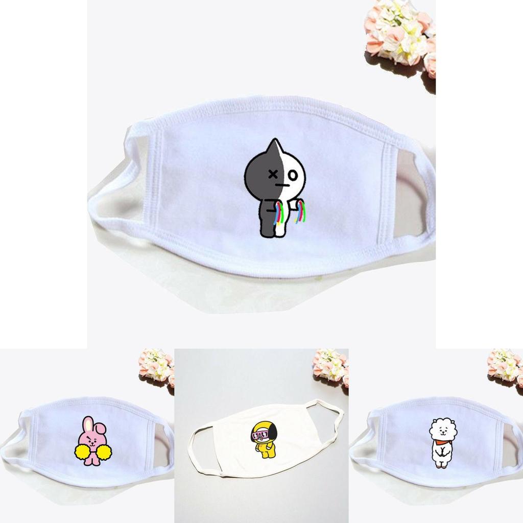 Kpop Bts Atmungsaktive Baumwollmischung Gesichtsmaske Mit Cartoon-Druck Für Täglichen Sonnenschutz