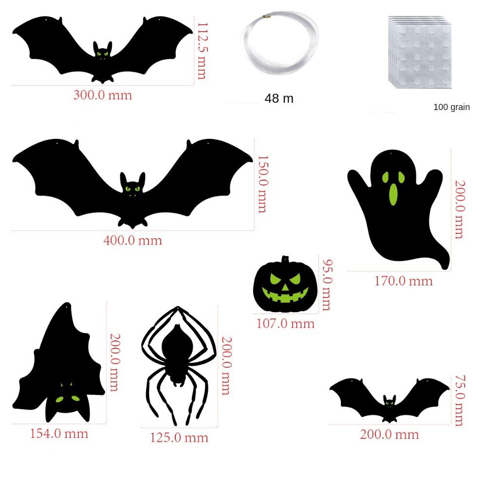 9pcs Ghost Halloween Hanging Decoration Luminous Door Window Decorations Bat Wall Stickers  Indoor