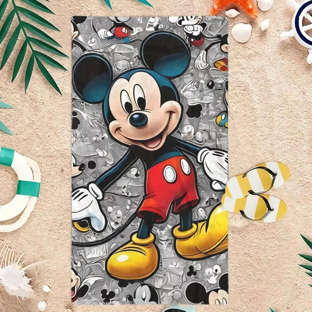 One Mickey Beach Towel Made of Quick-Drying Soft Microfiber, Ideal for Travel, Beach Outings, Pool Days, And Camping, Perfect