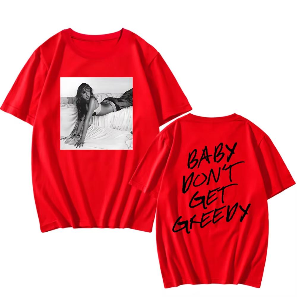 Tate McRae Greedy T-shirt Camisas De Hombre Hip Hop Streetwear Graphic Tshirts Summer Cotton Men Women O-neck Tee-shirt Print