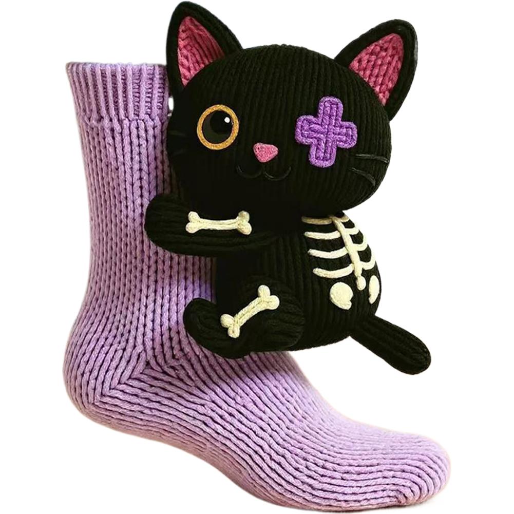 3D Knit Animal Socks Cute Floor Socks Hand Crocheted Double Layer Warm Sock with Cute Rabbit Panda Animals Christmas Gifts