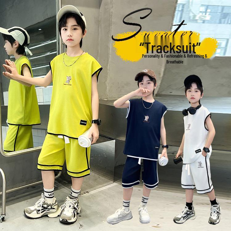 

Boys Cool Punks Summer Outfit 2025: Stylish Short Sleeve Top & Long Pants Set 160 cm