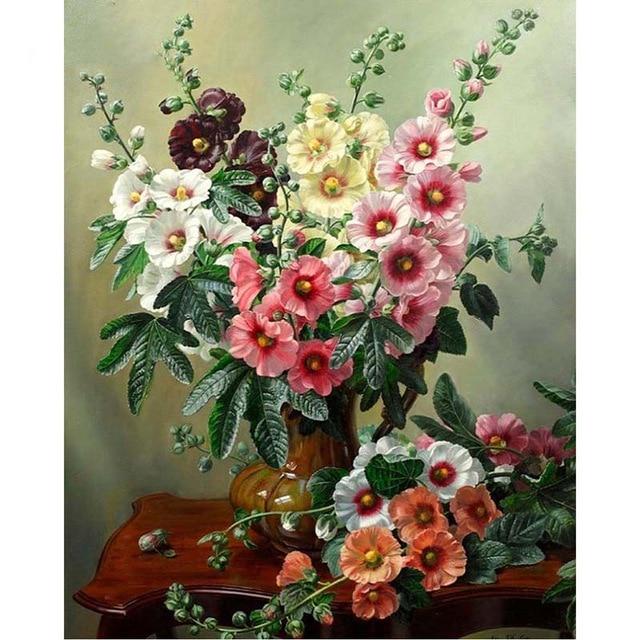 DIY 5D diamantmaleri Blomster Diamantbroderi Helrunde Rhinestones Korssting