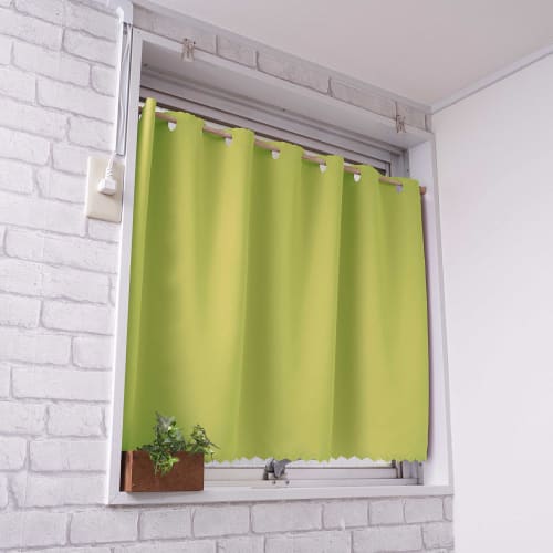 Cloth Shop Nunoya Cafe Curtain for Small Windows, Heat-Blocking and Insulating [Herbal Green, Grade 1 Light-Blocking, 95cm Wide X 70cm Long, 1 Panel]