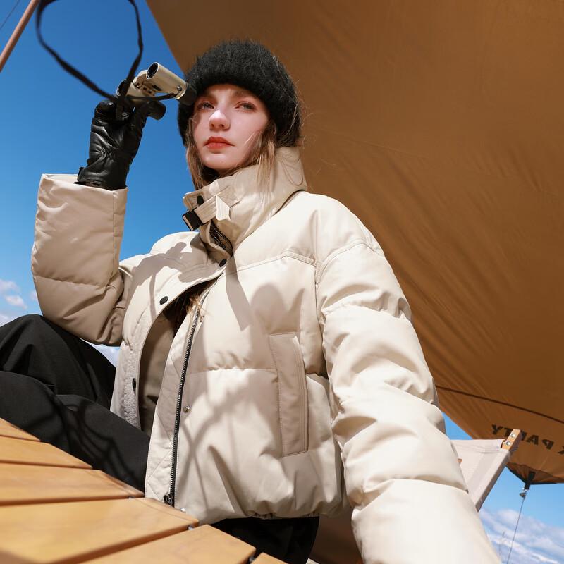 

Sancai Women s Loose Fit PU Leather Puffer Down Jacket XL