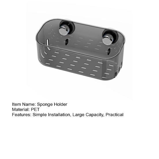 Sponge Holder Suction Cup Sink Corner Rack Large Capacity Strong Load-bearing Easy To Install Kitchen Sink Caddy Organizer