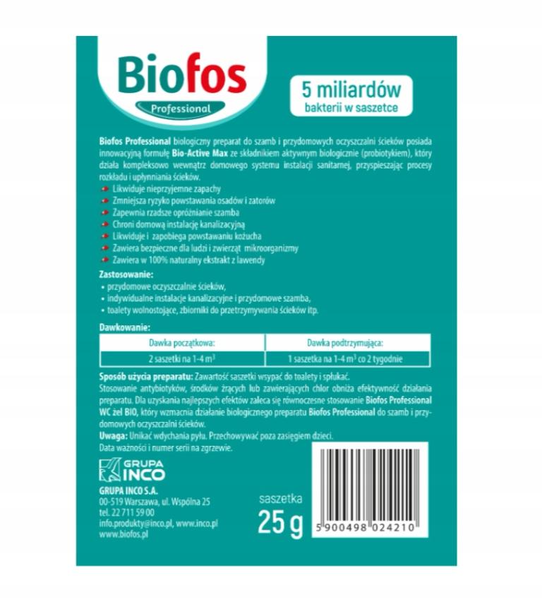 Präparat für Klärgruben Biofos 25G Beutel, Aktive Bakterien und Enzyme, Lavendel