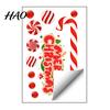 Holiday Candy Pattern Decorations Christmas Static Window Clings for Glass, Decorations, Gingerbread Man Removable Xmas Party Ornaments Cane