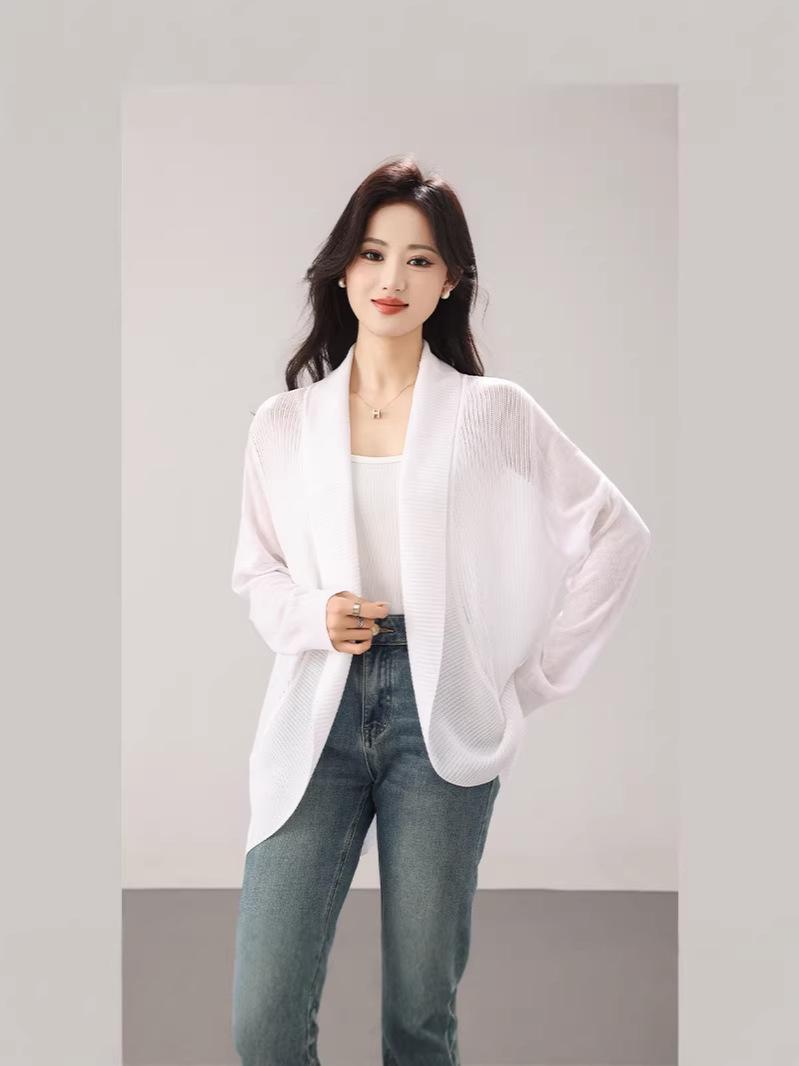 2026 Spring/Summer Korean Style Ice Silk Loose Knit Cardigan for Women One Size абрикосовый