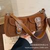 French Niche Design Suede Bag Women's 2025 New Foreign Style Versatile Single Shoulder Underarm Bag Portable Baguette Bag