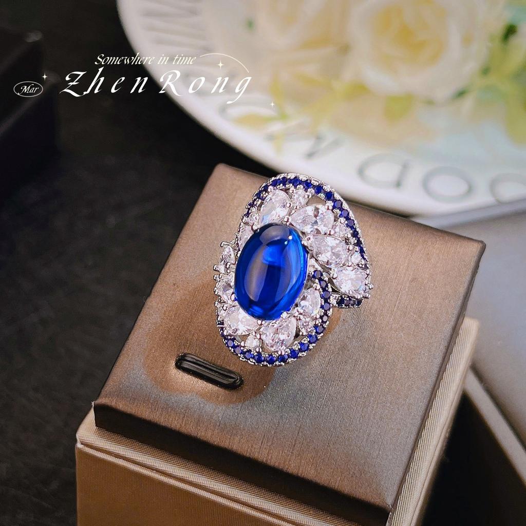 Taste Of The Sea Blue Swirl Ring Haute Couture Jewelry Design Blue Spinel Sri Lankan Blue Diamond Colored Treasure Girl