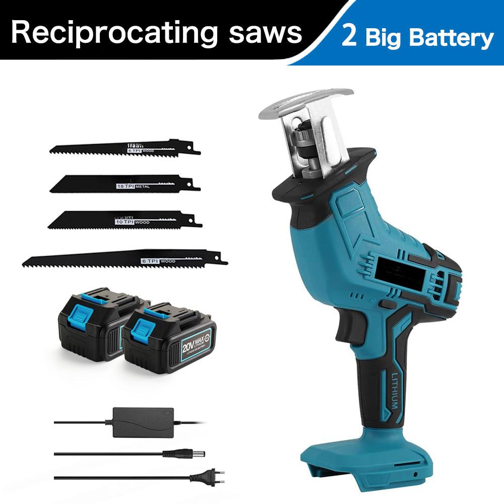 Portable Cordless Reciprocating Saw Adjustable Speed Chainsaw PVC Pipe Wood Metal Cutting Bandsaw Power Tool