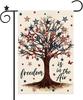Patriotic Stars Tree Garden Ag 12x18 Inch, 4th of July Independence Day Americana Holiday Garden Ag for Outside Farmhous AAS