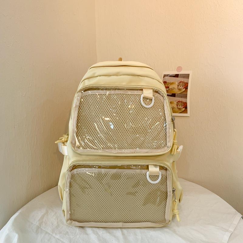 Large Capacity Transparent Backpack College Style Primary and Secondary School Students DIY Decorative High Value Backpack