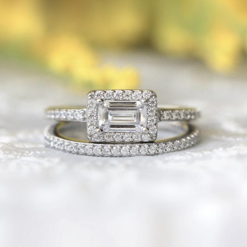 

Set with large square zirconia stones, this ring is a stylish fashion jewelry piece suitable as a women s wedding band no. 5