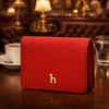 HAZZYS [Steady Seller] Vivid Red Solid Cowhide Bifold Wallet