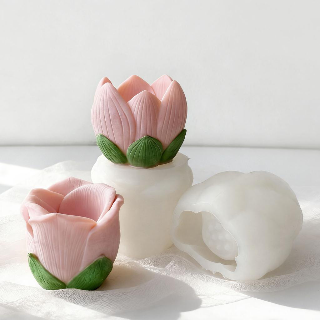 Silicone Mold Flower Shape White Diy Candle Holder Mold Rose Flower Cup Mold Silicone For Home Decor Aromatherapy Decoration