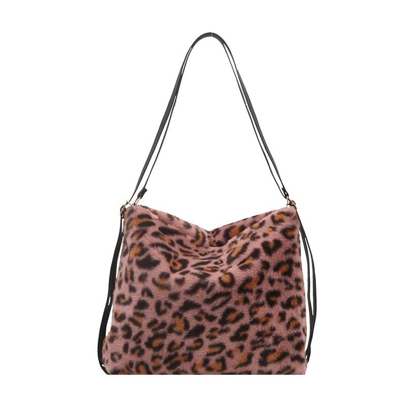 Leopard Print Fashion Crossbody Bag With Plush Material For Daily Use
