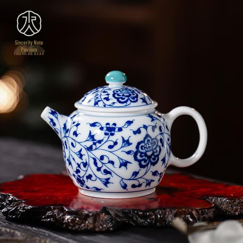 Jingdezhen Blue & White Hand-Painted Ceramic Teapot