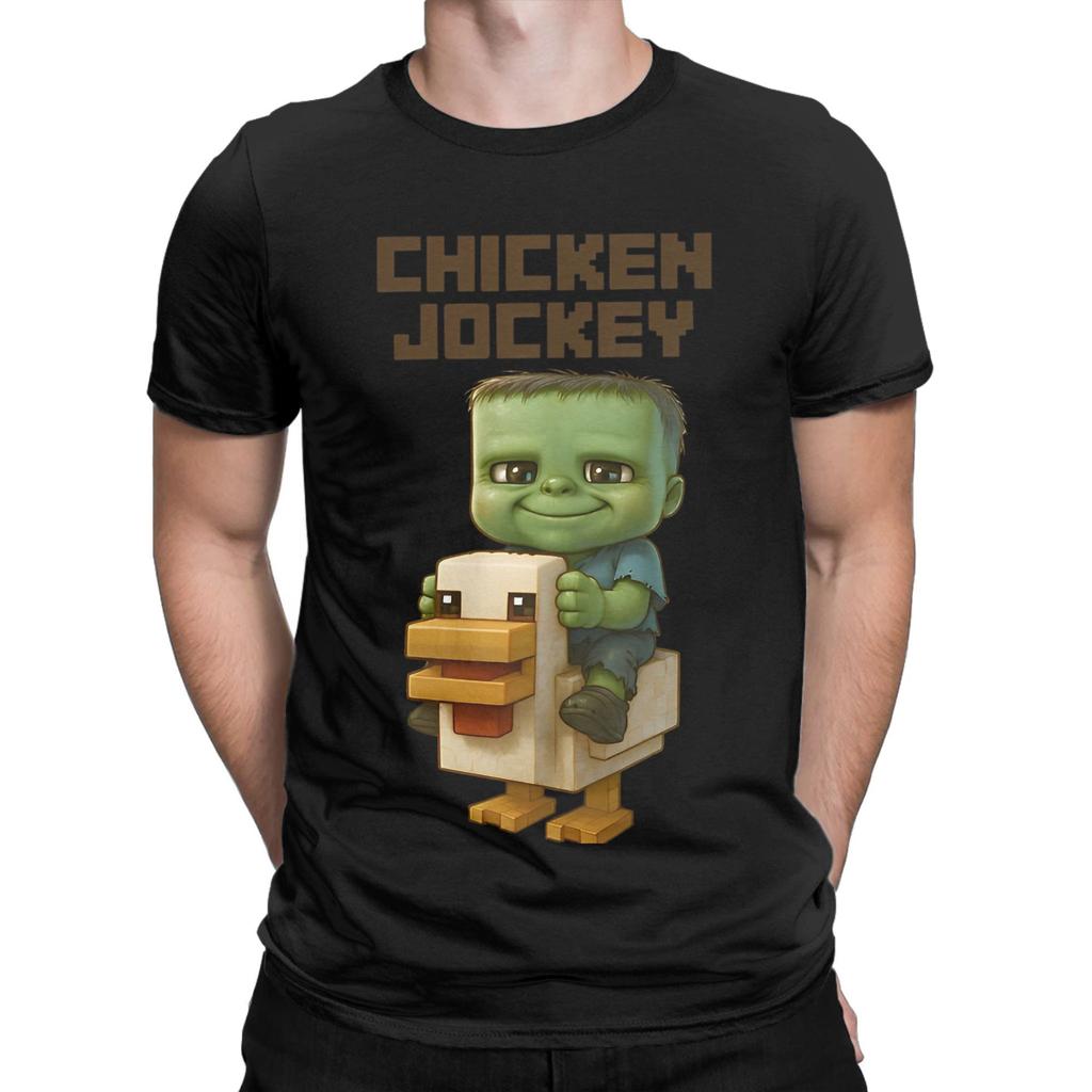 Chicken Jockey T Shirt Summer Cotton T Shirts For Male Harajuku Casual Tshirt Short Sleeve Y2K Basic Top Tees