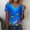 Women's Summer Beach T-shirt V-neck Top